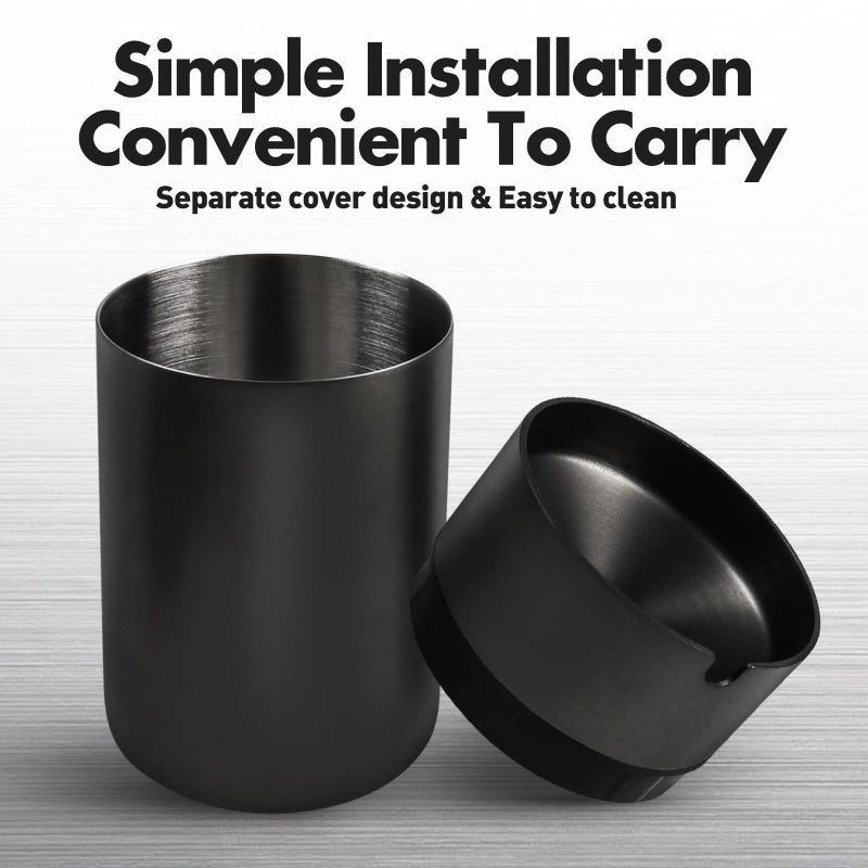 JOCHA Car Ashtray smell proof Stainless Steel Portable Smokeless Detachable Windproof Self Extinguishing Butt Bucket Ash Tray for Most Car Cup Holder for Outdoor Travel Home Office 2 PACK - Image 4